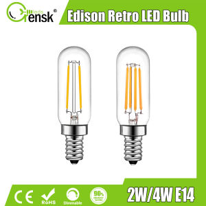 E14 Edison LED Light Bulbs 2W 4W Tubular Small Filament Bulbs Vintage T25 2700K Warm White Candelabra Bulb Dimmable Energy Saving Night Bulb for House