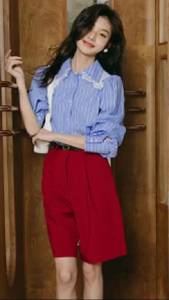 Quần Short Tây Nữ Lưng Cao – Thiết Kế Ống Rộng Form Chuẩn – Chuẩn Style HànTôn dáng_TK009