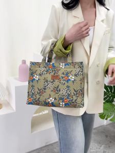New Style Nylon Printing Thickened Large Capacity Handbag Work Portable Zipper Semi-Closed Lunch Box Storage Bag Bento Bag