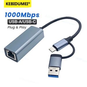 Kebidumei | 1000Mbps Ethernet Adapter 1G USB 3.0 Type C to RJ45 Network Card Wired Ethernet Gigabit Adapter Lan Card Hub for MacBook iPad