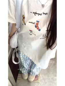 American Style High Street Embroidered Short Sleeve T-Shirt Women Summer Pure Cotton Loose Fit Retro Design Unique Top