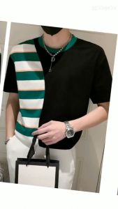 Áo thun áo thun nam thiết kế kẻ ngang phối màu cực lạ tự tin khoe cá tính chất vải mềm mịn thoáng mát - H72