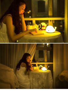 Colorful Dolphin Silicone Changing Night Light Rechargeable LED Feeding Lamp Bedroom Bedside Atmosphere Light Stress Relief Tap Tap