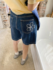 NIHAOKANONG | Quần Short Cao Waist Vintage Hoa Mỹ Patchwork