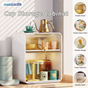 JustLiving Cup Storage Rack Dustproof Cup Rack Kitchen Feeding Bottle Food Supplement Cabinet Cup Cabinet Desktop Water Cup Rack Light Luxury Countertop Organiser Desktop Cabinet Shelf