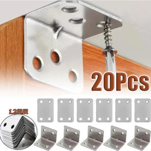 20pcs Universal Stainless Steel Corner Bracket 90 Degree Right Angle Fixed Corner Bracket Bracket Joint Right Angle L Bracket for Wood Furniture Bedframe Cabinet