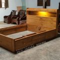 Dipan Box Custom Minimalis Warna Natural Doff, Tempat tidur Box kayu jati TERMURAH ,BISA COD. 