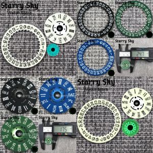 Starry Sky English/ English Chinese Date Wheel Calendar Disc With Green/Blue Luminous Suitable For NH36 Movement Watch Accessory