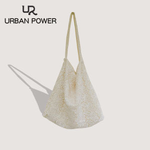UR Zhao Lu Si Hollow out Lace Single Shoulder Bag Large Capacity Commuter Bag for Women Country Style Fairy Tale Design