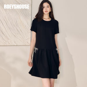 Roey s house | Elegant Black Short Sleeve Round Neck A Line Dress