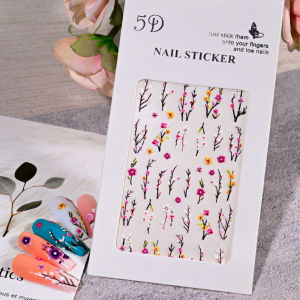 1Pcs 5D Embossed Gothic Thorn Rose Heart Nail Stickers Black Pink Flower Love Self-Adhesive Nails Decals DIY Punk Manicure Decor