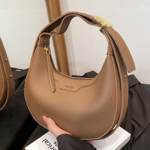 Casual Versatile Womens Handbag 2025 New Fashion Shoulder Crossbody Underarm Bag Moon Tooth Bag Soft Leather Daily Use