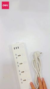 Ổ Cắm Điện Deli Công Suất Lớn 3250W - 2-3-4 Lỗ Cắm Nhỏ Gọn Chiều Dài Dây 1.8m/3m/5m Tiết Diện Dây Đồng 3x1.25mm² Lớn Hơn Hạn Chế Sụt Nguồn Điện Cổng Sạc USB An Toàn Cho Gia Đình và Văn Phòng Nút Nguồn Kiểm Soát Nguồn Điện
