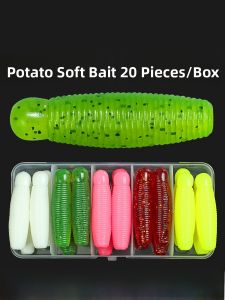 Salted Potato Soft Bait for Bass And Blackfish Curved Hook Lure Worm Slow Sink Artificial Bait for Fishing in Lakes And Rivers