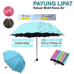 COD BERGARANSI - Payung Lipat motif  Dimensi Lapisan Hitam ANTI UV Magic 3D Umbrella / Ajaib Keluar Motif Saat Terkena Air Gelombang bisa cod gratis ongkir