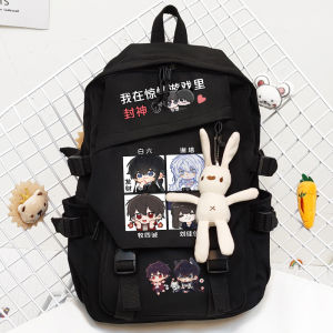 Cute Cartoon Backpack Dual Shoulder Student Bookbag Soft Nylon Material Zipper Closure School Bag Lightweight Waterproof