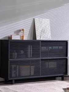 Simple Wall-Mounted Solid Wood Storage Cabinet Living Room Tea Water Cabinet Grid Sideboard Multi-Functional Customizable