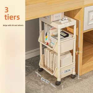 Multi-Layer Book Bag Storage Rack under Table Childrens Mobile Bookshelf Small Cart Storage Stand Home Organization Tool