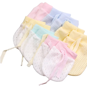 SG stock Newborn babys scratch resistant gloves with adjustable drawcord