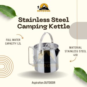 Outdoor Stainless Steel Kettle Portable Picnic Cooker Kettle 1.2L Coffee Pot Cerek Camping