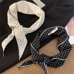 Korean Style Polka Dot Triangle Scarf Womens Summer Fashion Versatile Thin Neck Scarf High-End Feeling Travel Hair Ties