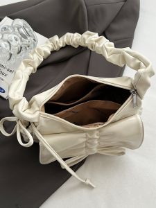 Fashionable Butterfly Knot Adjustable Pleated Shoulder Strap Crossbody Bag Stylish Compact Womens Handbag Casual Leisure Bag