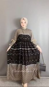 Gamis Rayon Diamond Anjani Pita Elegan dengan Motif Floral untuk Muslimah