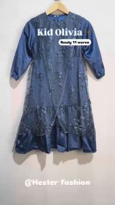Gamis Lebaran Anak Perempuan Viral Olivia Kids Satin Velvet Aplikasi Tile Mutiara