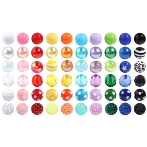 12pcs/lot 20mm Mixed Round Acrylic Beads Polka Dot Stripe Faceted Loose Beads DIY Jewelry Making Bracelet Keychain Accessories