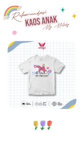 My In Baju Kaos Distro Anak Perempuan Tangan Pendek Usia 1-12 Tahun Kalakter Motif My Melody K104 Catton Combed 30s