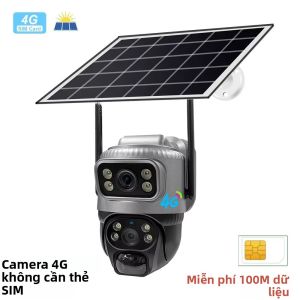 Camera Năng Lượng Mặt Trời 8MP HD Hai Ống Kính Với Thẻ SIM 4G Giám Sát Ngoài Trời Chống Nước IP66 Màn Hình Kép Tầm Nhìn Ban Đêm Màu Sắc CCTV