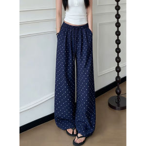 YIFANSHI | Retro Dotted Quick Dry Wide Leg Pants for Women Loose and Slimming