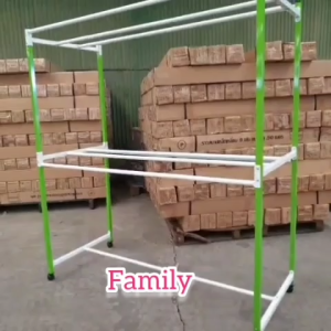 ราวตากผ้า 🔥รุ่นเหล็กหนา ราวสนาม1.5ม. ราว2ชั้น9เส้น ราวเหล็ก1.50 ราวตากผ้ารุ่นเสาเหลี่ยม ราวสองชั้น ราวมีมีล้อ