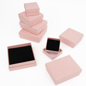 1PC Square Jewelry Organizer Box Pink Craft Paper Display Gift Boxes Engagement Ring for Earring Necklace Bracelet Accessories