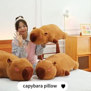 Kawaii Capybara Plush Toy Stuffed Capibara Fluffy Doll Long Sleep Soft Pillow Sofa Cushion Nap Sleeping Toys for School  Xmas