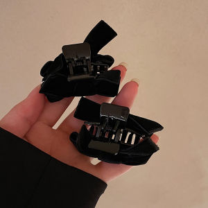 Elegant Black Velvet Hairpin with Butterfly Knot for Women French Style Parfum Fashion Top Clip Side Ponytail Holder Hair Accessories