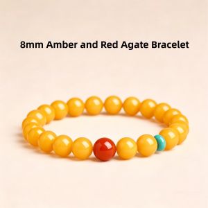 QINGXIANGTAI | New 2026 Womens Double Circle Layered Bracelet Natural Chicken-Oil Yellow Amber Turquoise Nanhong Red Agate