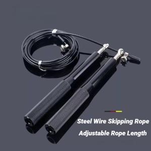 High Fast Speed Rope Wire Rope Jump Skipping Black Rope Aluminum Handle Adjustable Steel For Fitness with Durable Opp Bag