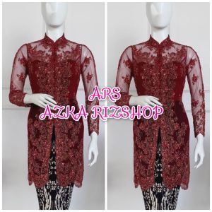 atasan kebaya pesta kebaya wisuda maroon kebaya payet modern free longtorso