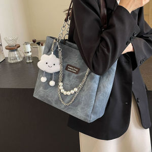 Large Capacity Commuter Tote Bag Womens Single Shoulder Korean Style Soft PU Leather Casual Handbag for Students And Young Adults