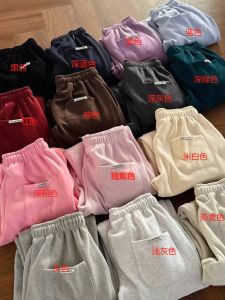 Fashionable Loose Womens Fleece-Lined Sports Casual Pants Straight Leg Joggers High Waist Long Cotton Trousers Winter Wear