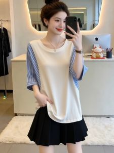 AIYITI | Stripe Patchwork Loose T-Shirt