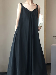 Strap V-neck French Style Loose Beach Dress