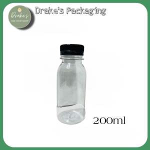 Cylinder Plastic Bottle with Black Cap 200ml | 250ml | 300ml | 350 | 500ml Available