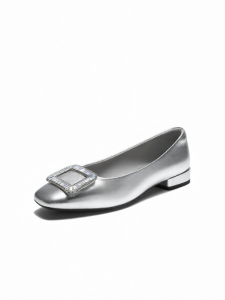 Belle | Lamb Leather Silver Ballet Pumps for Women