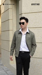 Áo Khoác 2 Lớp Nam Xanh Rêu Aristino giữ ấm cực tốt cổ đức thanh lịch Regular Fit - AJK601EDP01