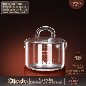 Olodo | Heat Resistant Borosilicate Glass Soup Pot for Birds Nest Stewing with Lid