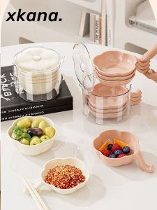 New 2025 Small Sauce Dish with Handle for Home Use Tomato Sauce Bowl BBQ Dip Plate Plastic Cream Style from China