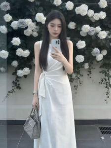 NIUVIES | Đầm Maxi Trắng Dây Đai eo Mới Mùa Hè