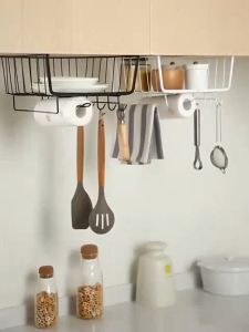 Multipurpose Hanging Metal Basket Under Shelf Drawer Organizer Storage Basket